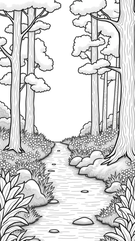 realistic forest coloring pages